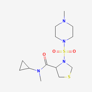 molecular formula C13H24N4O3S2 B7097730 N-cyclopropyl-N-methyl-3-(4-methylpiperazin-1-yl)sulfonyl-1,3-thiazolidine-4-carboxamide 