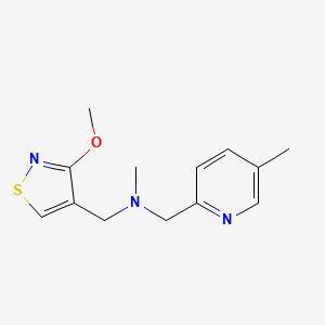 molecular formula C13H17N3OS B7097965 N-[(3-methoxy-1,2-thiazol-4-yl)methyl]-N-methyl-1-(5-methylpyridin-2-yl)methanamine 