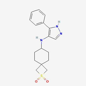 molecular formula C17H21N3O2S B7098052 N-(2,2-dioxo-2lambda6-thiaspiro[3.5]nonan-7-yl)-5-phenyl-1H-pyrazol-4-amine 