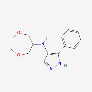 molecular formula C14H17N3O2 B7098087 N-(1,4-dioxepan-6-yl)-5-phenyl-1H-pyrazol-4-amine 