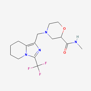 molecular formula C15H21F3N4O2 B7098112 N-methyl-4-[[3-(trifluoromethyl)-5,6,7,8-tetrahydroimidazo[1,5-a]pyridin-1-yl]methyl]morpholine-2-carboxamide 