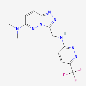 molecular formula C13H13F3N8 B7098190 N,N-dimethyl-3-[[[6-(trifluoromethyl)pyridazin-3-yl]amino]methyl]-[1,2,4]triazolo[4,3-b]pyridazin-6-amine 