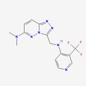 molecular formula C14H14F3N7 B7098201 N,N-dimethyl-3-[[[3-(trifluoromethyl)pyridin-4-yl]amino]methyl]-[1,2,4]triazolo[4,3-b]pyridazin-6-amine 