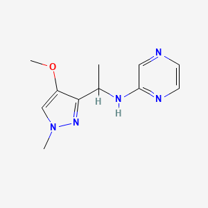 molecular formula C11H15N5O B7098269 N-[1-(4-methoxy-1-methylpyrazol-3-yl)ethyl]pyrazin-2-amine 