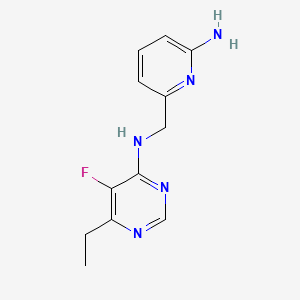 molecular formula C12H14FN5 B7098272 N-[(6-aminopyridin-2-yl)methyl]-6-ethyl-5-fluoropyrimidin-4-amine 