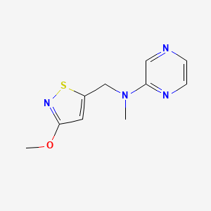 molecular formula C10H12N4OS B7098309 N-[(3-methoxy-1,2-thiazol-5-yl)methyl]-N-methylpyrazin-2-amine 