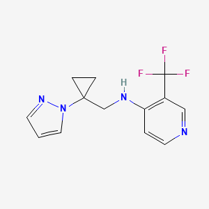 molecular formula C13H13F3N4 B7098354 N-[(1-pyrazol-1-ylcyclopropyl)methyl]-3-(trifluoromethyl)pyridin-4-amine 