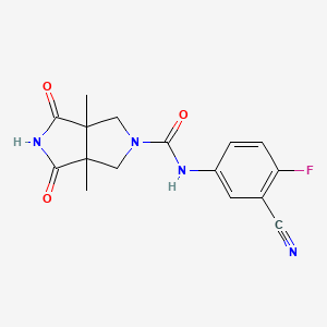 molecular formula C16H15FN4O3 B7098551 N-(3-cyano-4-fluorophenyl)-3a,6a-dimethyl-1,3-dioxo-4,6-dihydropyrrolo[3,4-c]pyrrole-5-carboxamide 