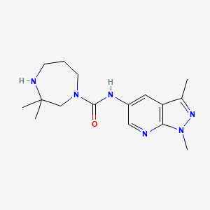 molecular formula C16H24N6O B7098619 N-(1,3-dimethylpyrazolo[3,4-b]pyridin-5-yl)-3,3-dimethyl-1,4-diazepane-1-carboxamide 