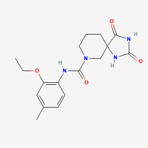 molecular formula C17H22N4O4 B7098679 N-(2-ethoxy-4-methylphenyl)-2,4-dioxo-1,3,9-triazaspiro[4.5]decane-9-carboxamide 