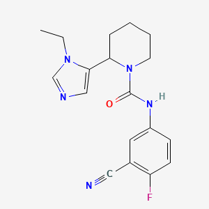 molecular formula C18H20FN5O B7098694 N-(3-cyano-4-fluorophenyl)-2-(3-ethylimidazol-4-yl)piperidine-1-carboxamide 