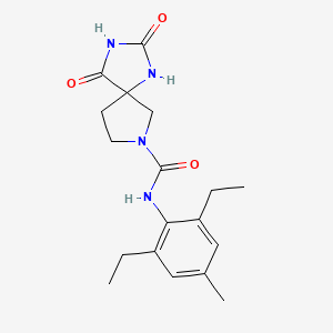 molecular formula C18H24N4O3 B7098728 N-(2,6-diethyl-4-methylphenyl)-2,4-dioxo-1,3,7-triazaspiro[4.4]nonane-7-carboxamide 