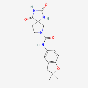 molecular formula C17H20N4O4 B7098736 N-(2,2-dimethyl-3H-1-benzofuran-5-yl)-2,4-dioxo-1,3,7-triazaspiro[4.4]nonane-7-carboxamide 