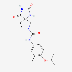 molecular formula C17H22N4O4 B7098750 N-(3-methyl-4-propan-2-yloxyphenyl)-2,4-dioxo-1,3,7-triazaspiro[4.4]nonane-7-carboxamide 