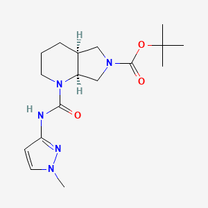 molecular formula C17H27N5O3 B7098755 tert-butyl (4aS,7aS)-1-[(1-methylpyrazol-3-yl)carbamoyl]-3,4,4a,5,7,7a-hexahydro-2H-pyrrolo[3,4-b]pyridine-6-carboxylate 