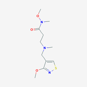 molecular formula C11H19N3O3S B7098827 N-methoxy-3-[(3-methoxy-1,2-thiazol-4-yl)methyl-methylamino]-N-methylpropanamide 