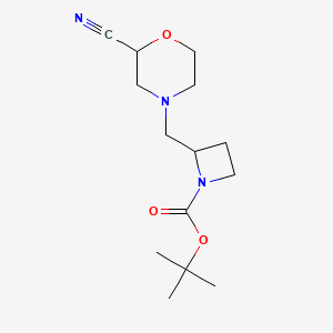 molecular formula C14H23N3O3 B7099000 Tert-butyl 2-[(2-cyanomorpholin-4-yl)methyl]azetidine-1-carboxylate 
