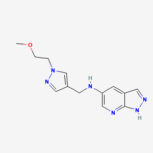 molecular formula C13H16N6O B7099119 N-[[1-(2-methoxyethyl)pyrazol-4-yl]methyl]-1H-pyrazolo[3,4-b]pyridin-5-amine 