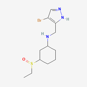 molecular formula C12H20BrN3OS B7099149 N-[(4-bromo-1H-pyrazol-5-yl)methyl]-3-ethylsulfinylcyclohexan-1-amine 