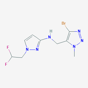 molecular formula C9H11BrF2N6 B7099166 N-[(5-bromo-3-methyltriazol-4-yl)methyl]-1-(2,2-difluoroethyl)pyrazol-3-amine 