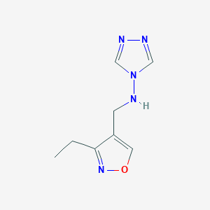 molecular formula C8H11N5O B7099175 N-[(3-ethyl-1,2-oxazol-4-yl)methyl]-1,2,4-triazol-4-amine 