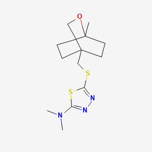 molecular formula C13H21N3OS2 B7099281 N,N-dimethyl-5-[(1-methyl-2-oxabicyclo[2.2.2]octan-4-yl)methylsulfanyl]-1,3,4-thiadiazol-2-amine 