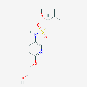 molecular formula C13H22N2O5S B7099319 N-[6-(2-hydroxyethoxy)pyridin-3-yl]-2-methoxy-3-methylbutane-1-sulfonamide 