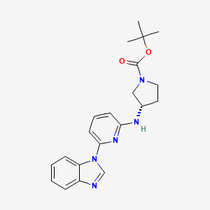 molecular formula C21H25N5O2 B7099411 tert-butyl (3S)-3-[[6-(benzimidazol-1-yl)pyridin-2-yl]amino]pyrrolidine-1-carboxylate 