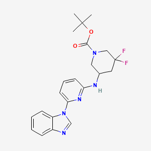 molecular formula C22H25F2N5O2 B7099423 Tert-butyl 5-[[6-(benzimidazol-1-yl)pyridin-2-yl]amino]-3,3-difluoropiperidine-1-carboxylate 
