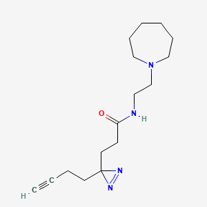 molecular formula C16H26N4O B7099623 N-[2-(azepan-1-yl)ethyl]-3-(3-but-3-ynyldiazirin-3-yl)propanamide 
