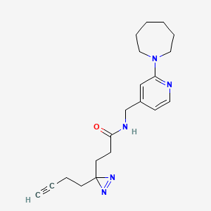 molecular formula C20H27N5O B7099976 N-[[2-(azepan-1-yl)pyridin-4-yl]methyl]-3-(3-but-3-ynyldiazirin-3-yl)propanamide 