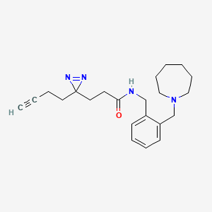 molecular formula C22H30N4O B7100050 N-[[2-(azepan-1-ylmethyl)phenyl]methyl]-3-(3-but-3-ynyldiazirin-3-yl)propanamide 