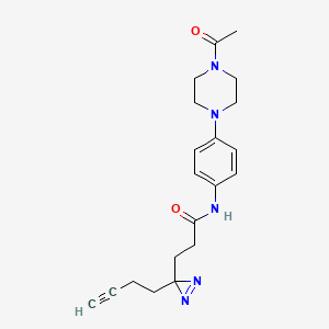 molecular formula C20H25N5O2 B7100067 N-[4-(4-acetylpiperazin-1-yl)phenyl]-3-(3-but-3-ynyldiazirin-3-yl)propanamide 