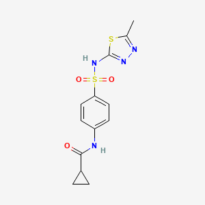 molecular formula C13H14N4O3S2 B7100097 N-[4-[(5-methyl-1,3,4-thiadiazol-2-yl)sulfamoyl]phenyl]cyclopropanecarboxamide 