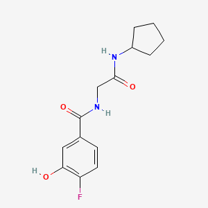 molecular formula C14H17FN2O3 B7100113 N-[2-(cyclopentylamino)-2-oxoethyl]-4-fluoro-3-hydroxybenzamide 