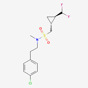 molecular formula C14H18ClF2NO2S B7100159 N-[2-(4-chlorophenyl)ethyl]-1-[(1R,2R)-2-(difluoromethyl)cyclopropyl]-N-methylmethanesulfonamide 