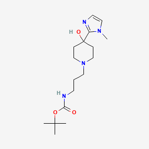 molecular formula C17H30N4O3 B7100347 tert-butyl N-[3-[4-hydroxy-4-(1-methylimidazol-2-yl)piperidin-1-yl]propyl]carbamate 