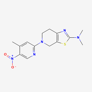 molecular formula C14H17N5O2S B7100490 N,N-dimethyl-5-(4-methyl-5-nitropyridin-2-yl)-6,7-dihydro-4H-[1,3]thiazolo[5,4-c]pyridin-2-amine 