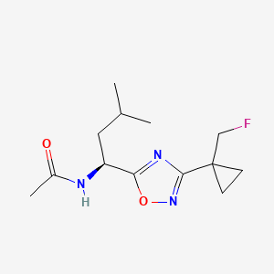 molecular formula C13H20FN3O2 B7100701 N-[(1S)-1-[3-[1-(fluoromethyl)cyclopropyl]-1,2,4-oxadiazol-5-yl]-3-methylbutyl]acetamide 