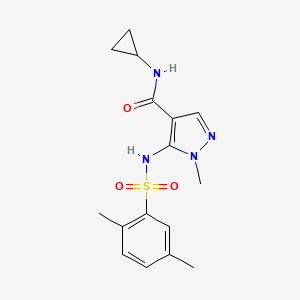 molecular formula C16H20N4O3S B7100726 N-cyclopropyl-5-[(2,5-dimethylphenyl)sulfonylamino]-1-methylpyrazole-4-carboxamide 