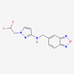 molecular formula C12H11F2N5O B7100761 N-(2,1,3-benzoxadiazol-5-ylmethyl)-1-(2,2-difluoroethyl)pyrazol-3-amine 