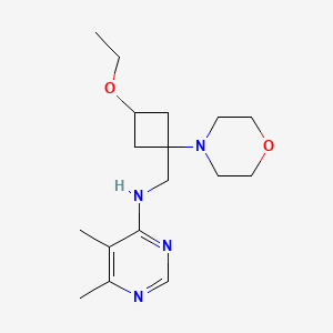 molecular formula C17H28N4O2 B7101067 N-[(3-ethoxy-1-morpholin-4-ylcyclobutyl)methyl]-5,6-dimethylpyrimidin-4-amine 