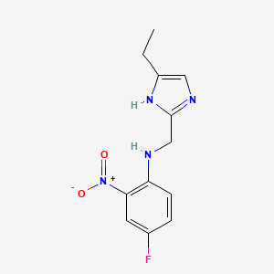 molecular formula C12H13FN4O2 B7101128 N-[(5-ethyl-1H-imidazol-2-yl)methyl]-4-fluoro-2-nitroaniline 