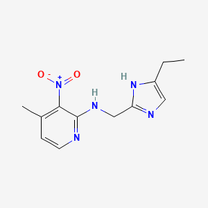 molecular formula C12H15N5O2 B7101145 N-[(5-ethyl-1H-imidazol-2-yl)methyl]-4-methyl-3-nitropyridin-2-amine 