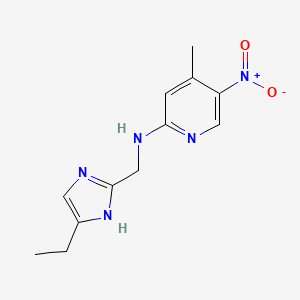 molecular formula C12H15N5O2 B7101149 N-[(5-ethyl-1H-imidazol-2-yl)methyl]-4-methyl-5-nitropyridin-2-amine 