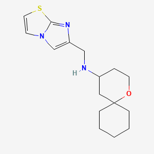 molecular formula C16H23N3OS B7101191 N-(imidazo[2,1-b][1,3]thiazol-6-ylmethyl)-1-oxaspiro[5.5]undecan-4-amine 