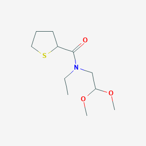 molecular formula C11H21NO3S B7101270 N-(2,2-dimethoxyethyl)-N-ethylthiolane-2-carboxamide 