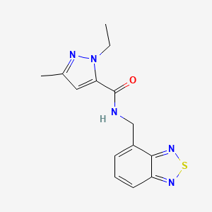 molecular formula C14H15N5OS B7101295 N-(2,1,3-benzothiadiazol-4-ylmethyl)-2-ethyl-5-methylpyrazole-3-carboxamide 