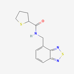 molecular formula C12H13N3OS2 B7101302 N-(2,1,3-benzothiadiazol-4-ylmethyl)thiolane-2-carboxamide 