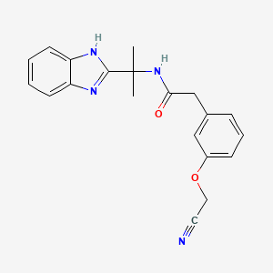 molecular formula C20H20N4O2 B7101317 N-[2-(1H-benzimidazol-2-yl)propan-2-yl]-2-[3-(cyanomethoxy)phenyl]acetamide 